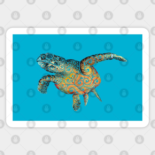 Swirly Turtle Sticker by VectorInk